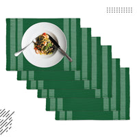 Ribbed Cotton Ladder Dk Green Placemat (Pack of 6)