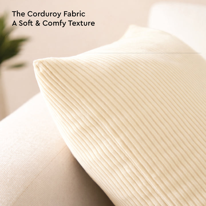 Corduroy Cream Cushion Cover (Pack of 2)