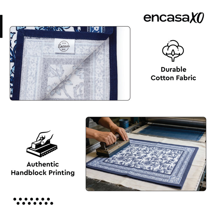 Cotton Canvas Indigo-02 Placemat + Table Napkins
