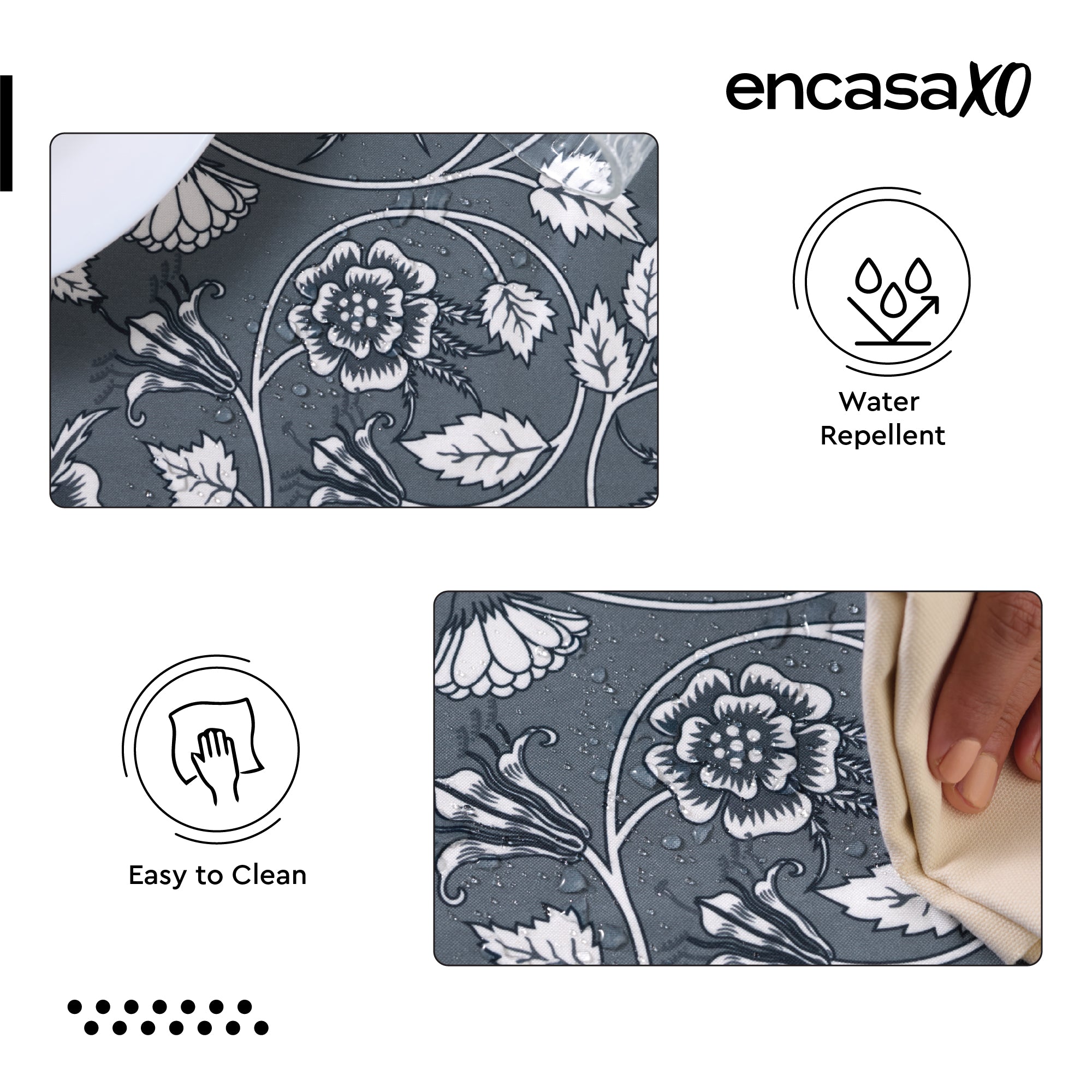 Polyester French Grey Printed Table Cloth (Pack of 1)