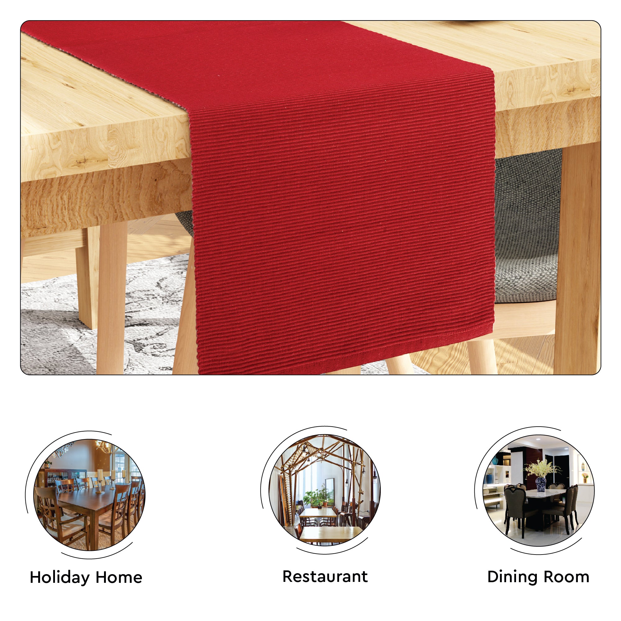 Cotton Solid Red Table Runner (Pack of 1)