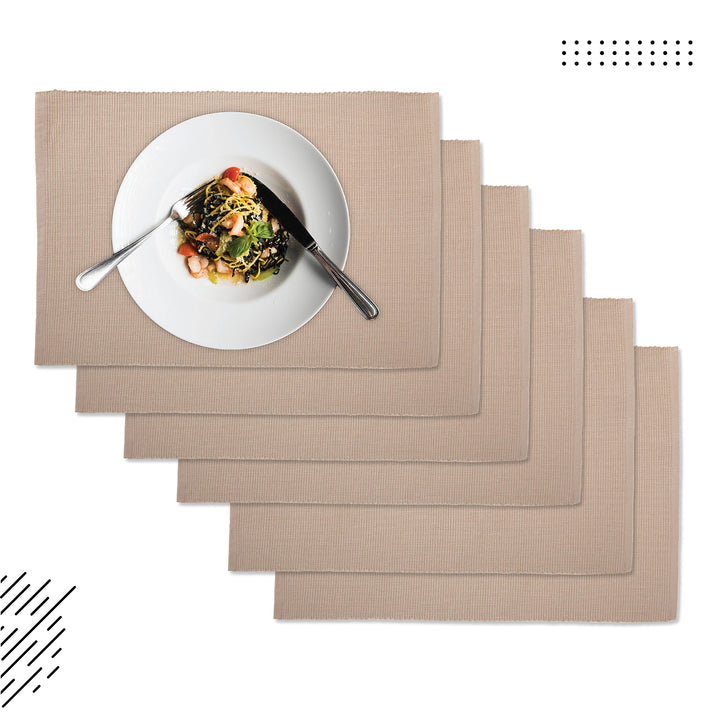 Cotton Solid Beige Placemat (Pack of 6)