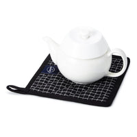 Cotton Butcher Checks Black Pot Holders (Pack of 2)