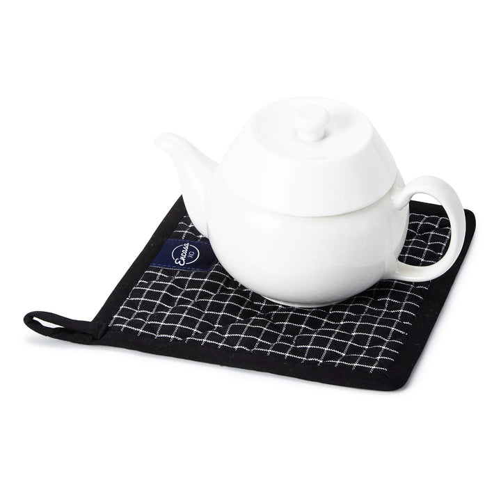 Cotton Butcher Checks Black Pot Holders (Pack of 2)