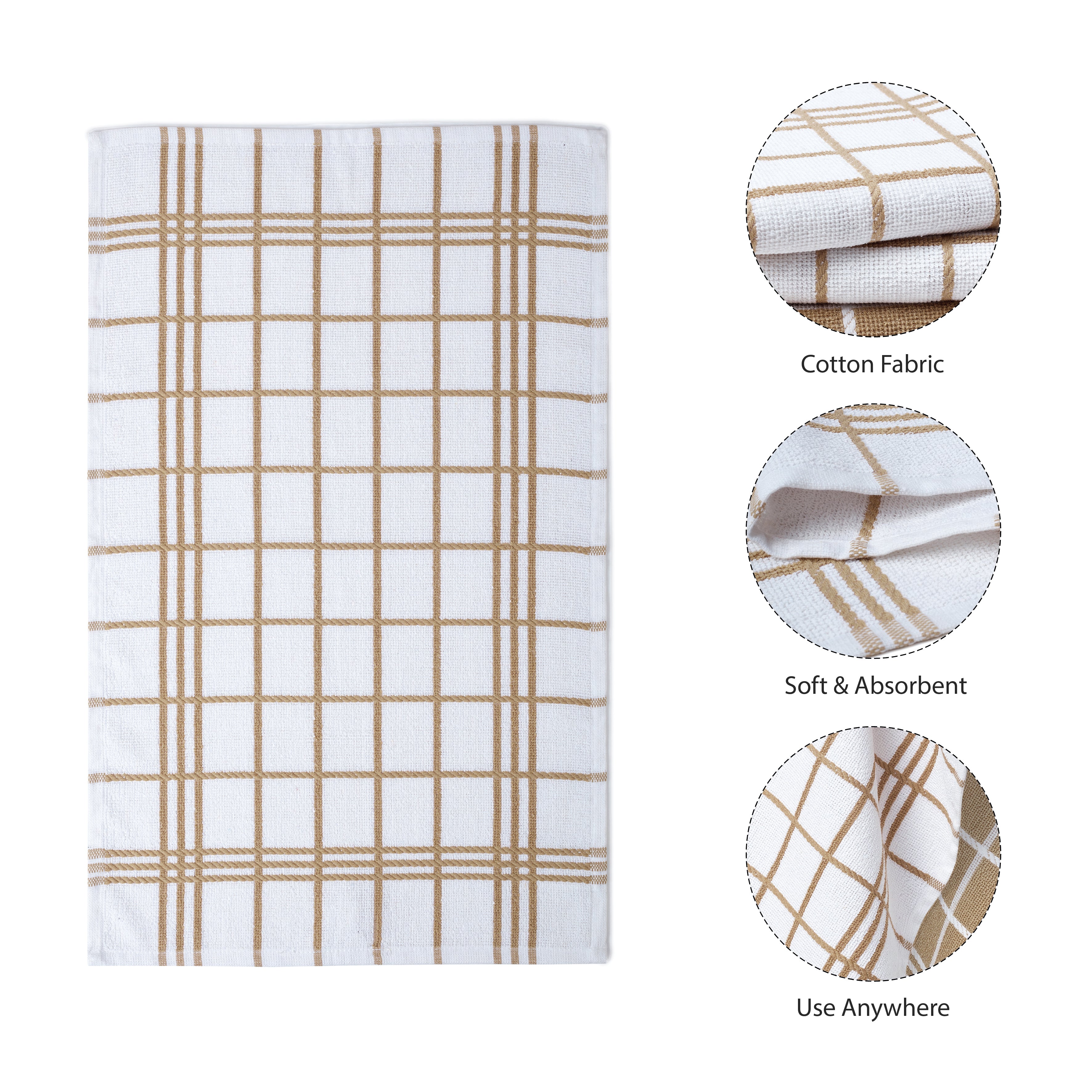 Cotton Beige Terry Kitchen Towel (Pack of 4)