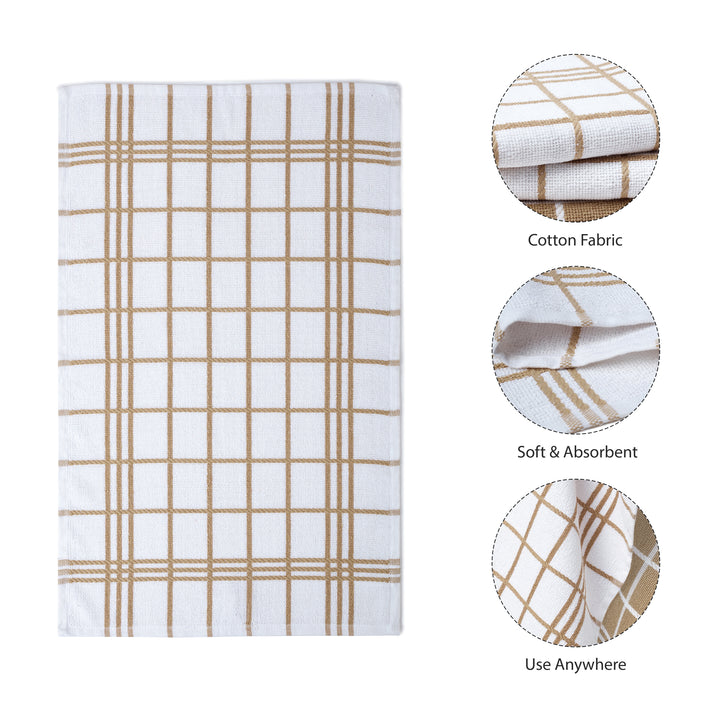 Cotton Beige Terry Kitchen Towel (Pack of 4)