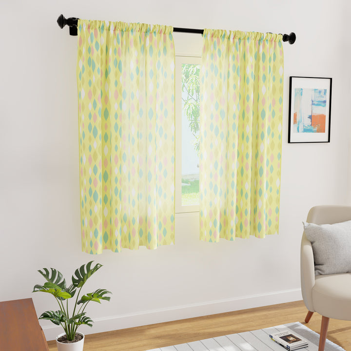 Polyester Teardrops Lemon Curtain (Pack of 2)