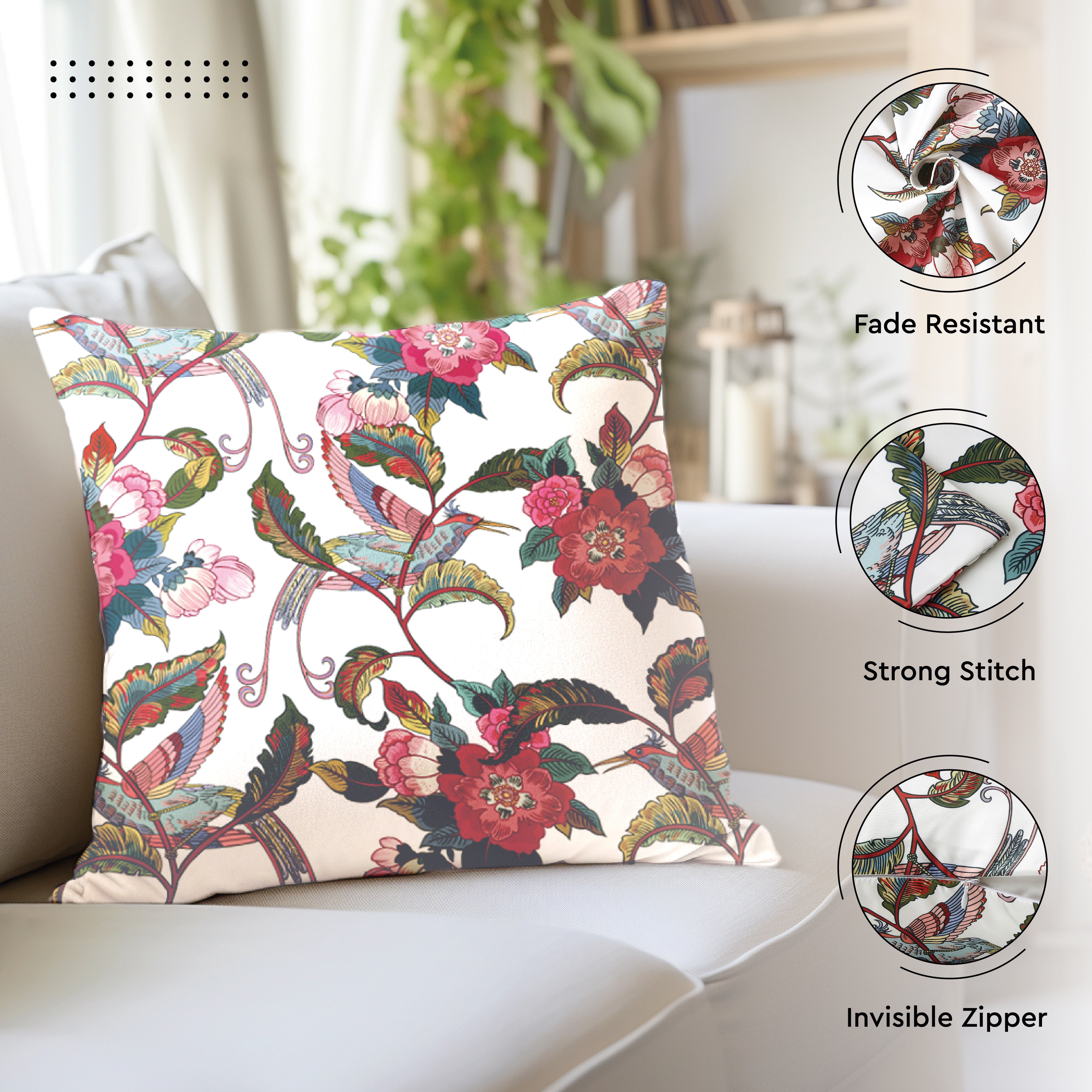 Polyester Chintz Red Cushion Cover (Pack of 2)