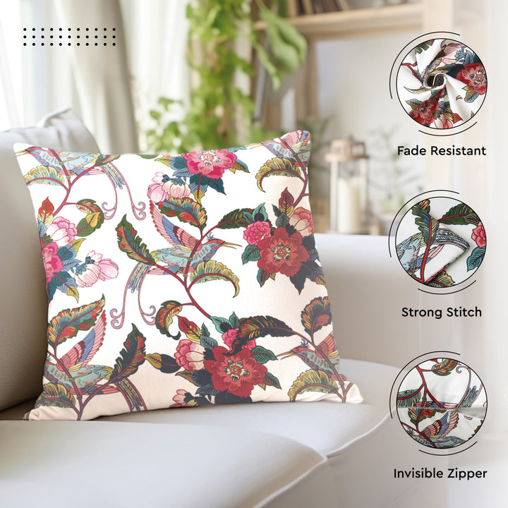 Polyester Chintz Red Cushion Cover (Pack of 2)