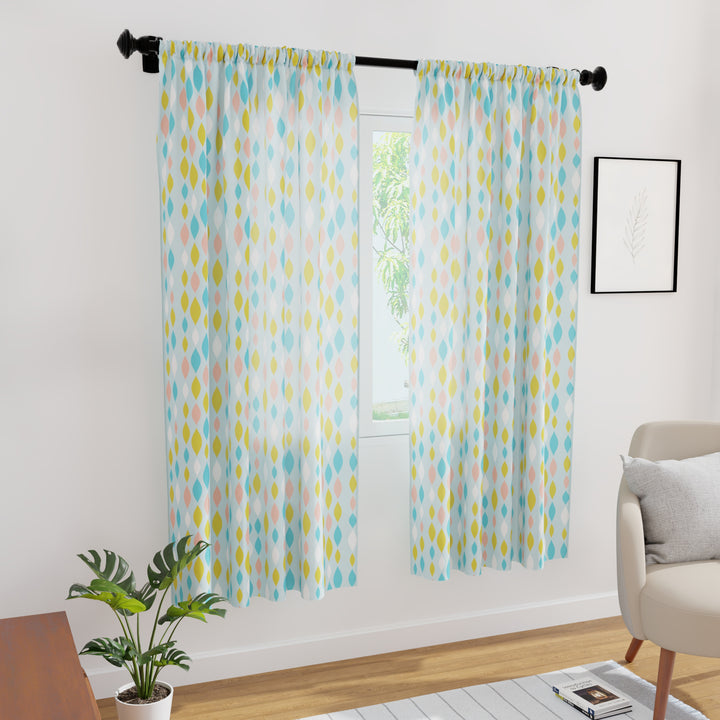 Polyester Teardrops Turq Curtain (Pack of 2)