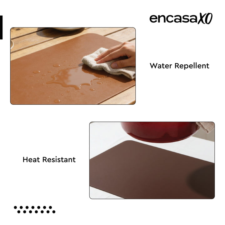 2 Sided Leather Brown & Tan Table Runner (Pack of 1)