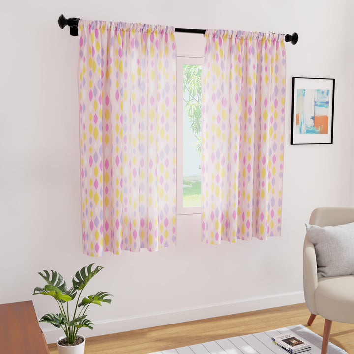 Polyester Teardrops Pink Curtain (Pack of 2)