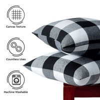 Cotton Buffalo Black Checks Cushion Cover (Pack of 2)