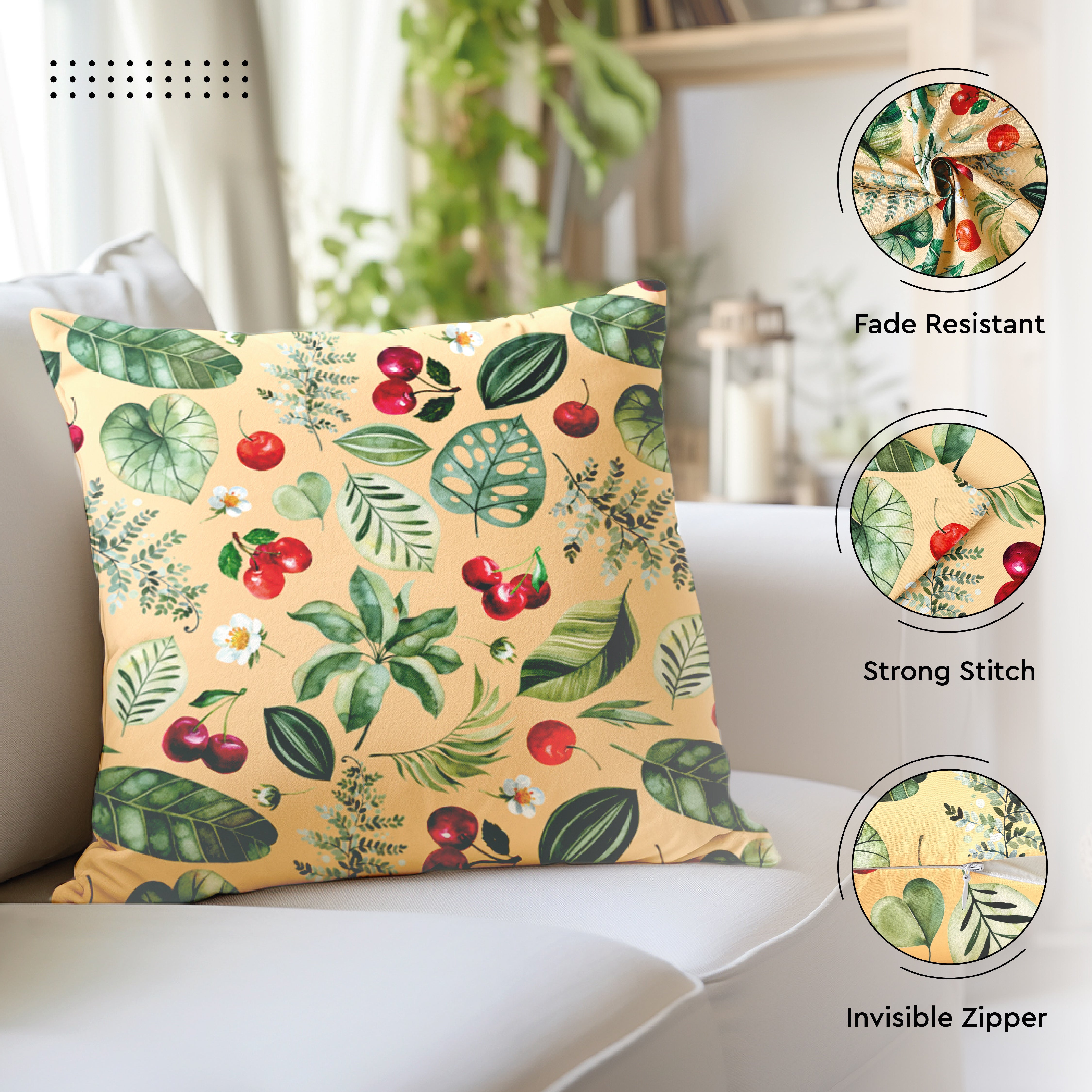 Polyester Cherry Cushion Cover (Pack of 2)