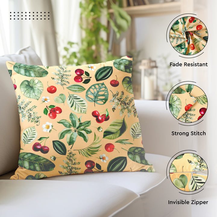 Polyester Cherry Cushion Cover (Pack of 2)