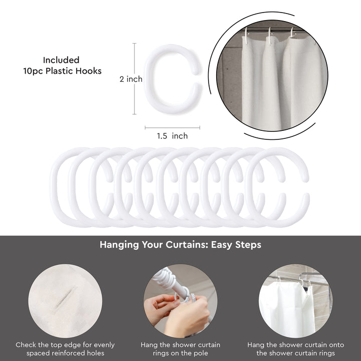 Polyester Grey Shower Curtain + Bathmat (Pack of 3)