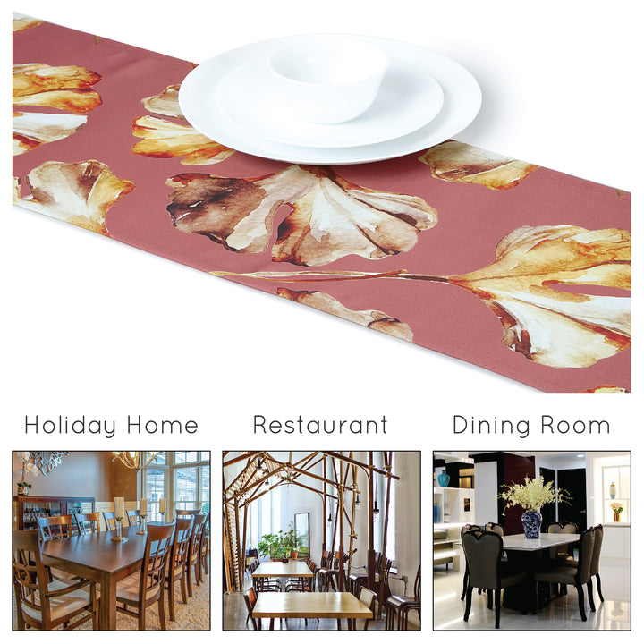 Blackout Polyester Gingko Plum Table Runner (Pack of 1)