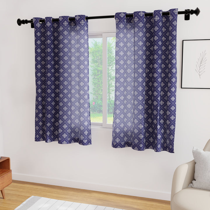 Micro Moroccan Navy Curtain (Pack of 2)