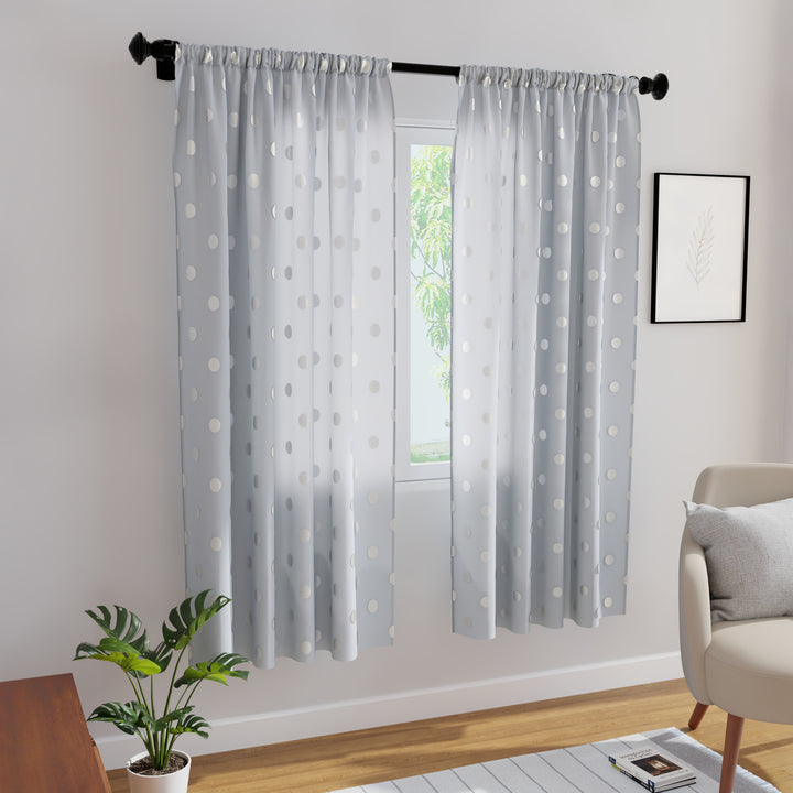 Polyester Dollar Grey Curtain (Pack of 2)