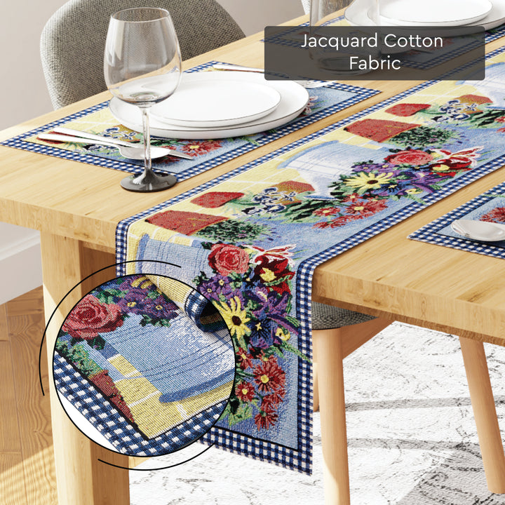 Cotton Flowerpot Table Runner+Placemat (Pack of 7)