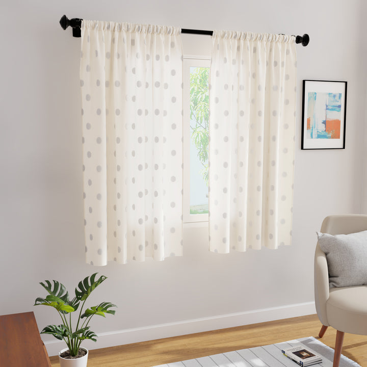 Polyester Dollar Cream Curtain (Pack of 2)