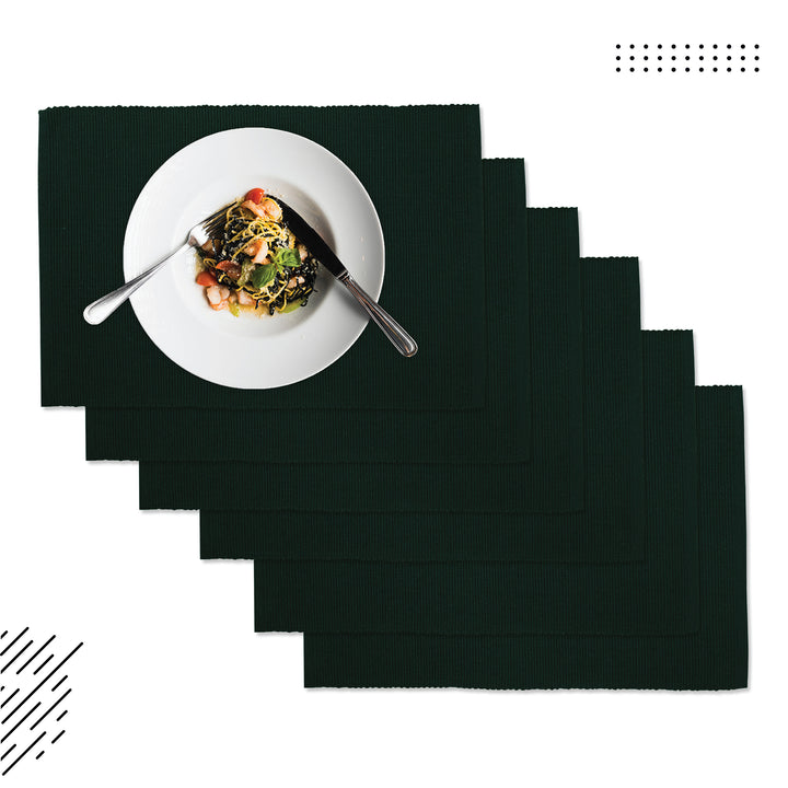 Cotton Dark Green Placemat (Pack of 6)