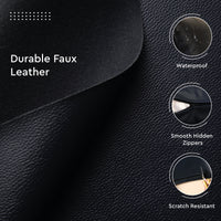 PVC Leather Navy Blue Stitch Cushion Cover (Pack of 1)