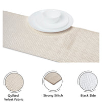 Quilted Velvet Beige Table Runner