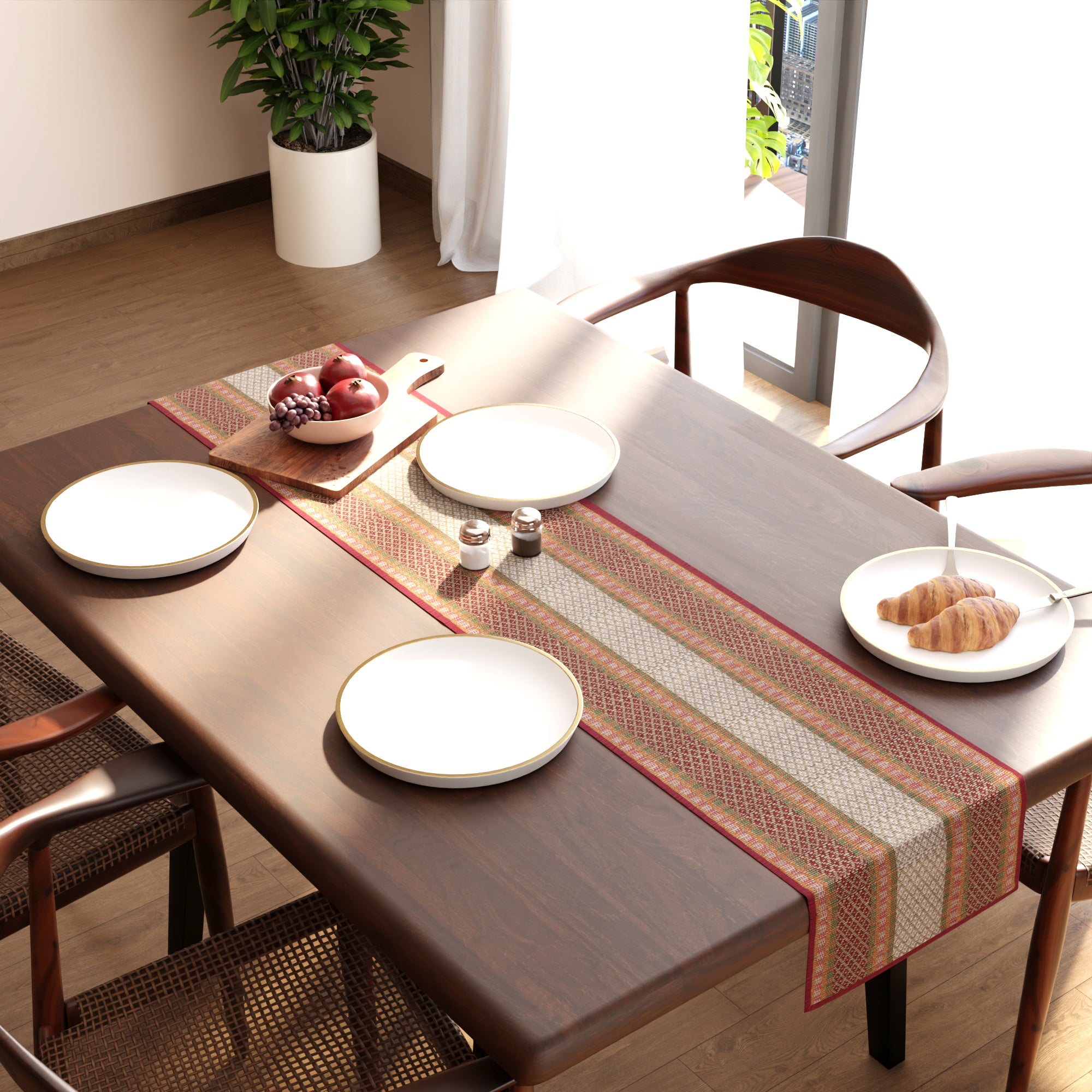 Madur Kathi Red Table Runner (Pack of 1)