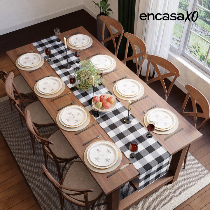 Cotton Buffalo Black Checks Table Runner (Pack of 1)