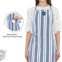 Cotton Franca Blue Stripes Apron (Pack of 1)