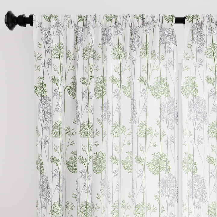Polyester Branches Green Curtain (Pack of 2)