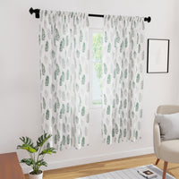 Polyester Palm Green Curtain (Pack of 2)