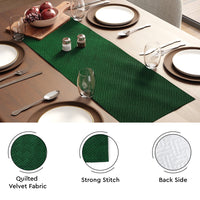 Quilted Velvet Forest Green Table Runner
