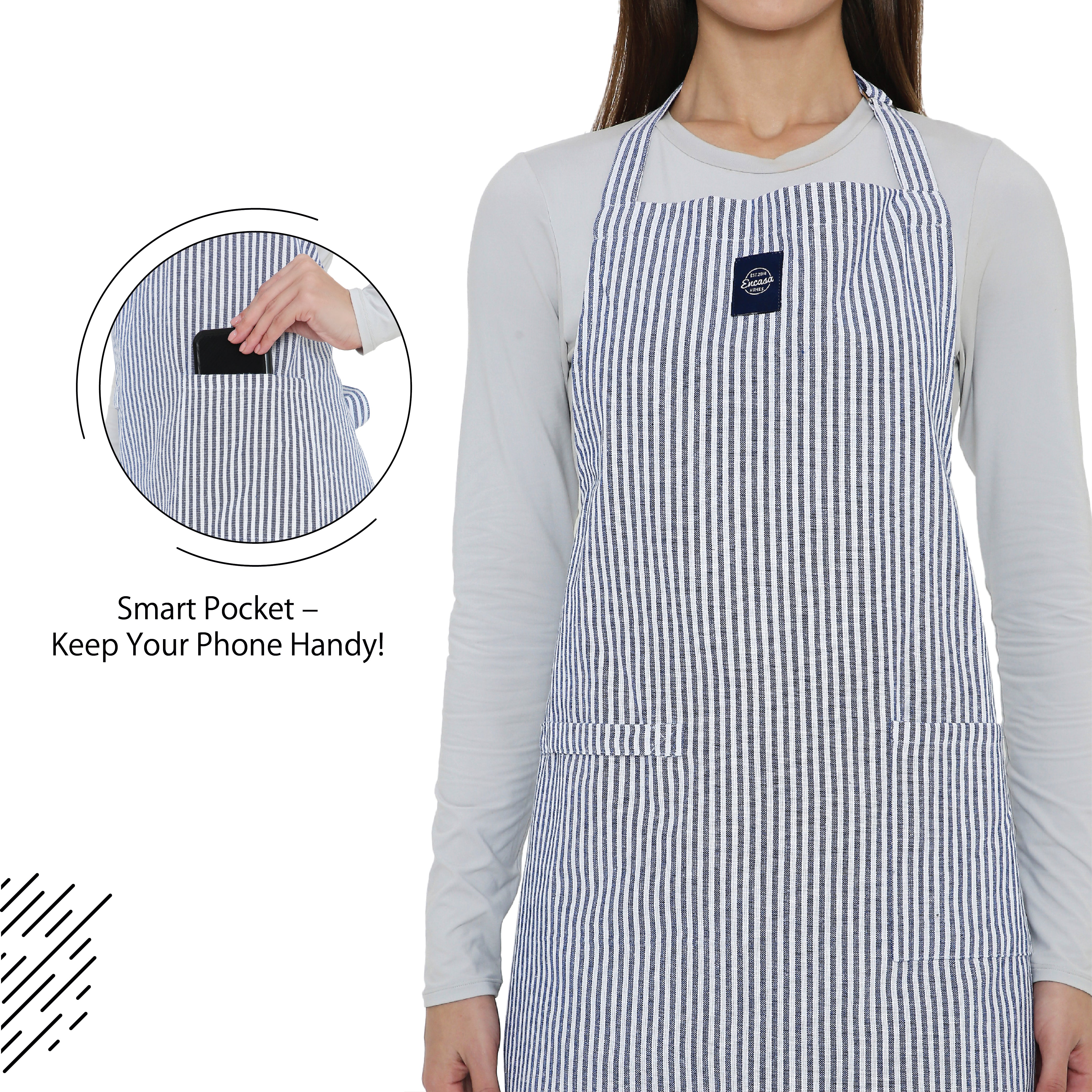 Cotton Ticking Black Apron (Pack of 1)