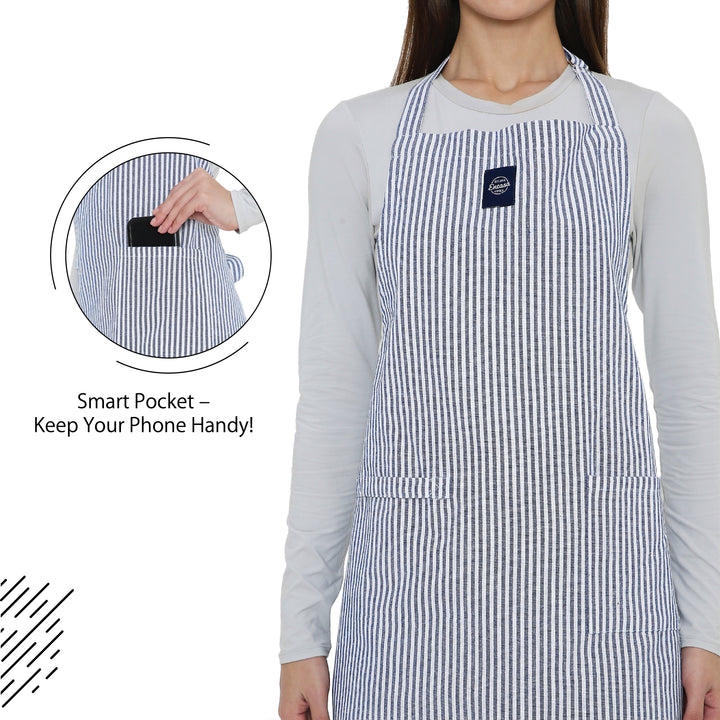 Cotton Ticking Black Apron (Pack of 1)