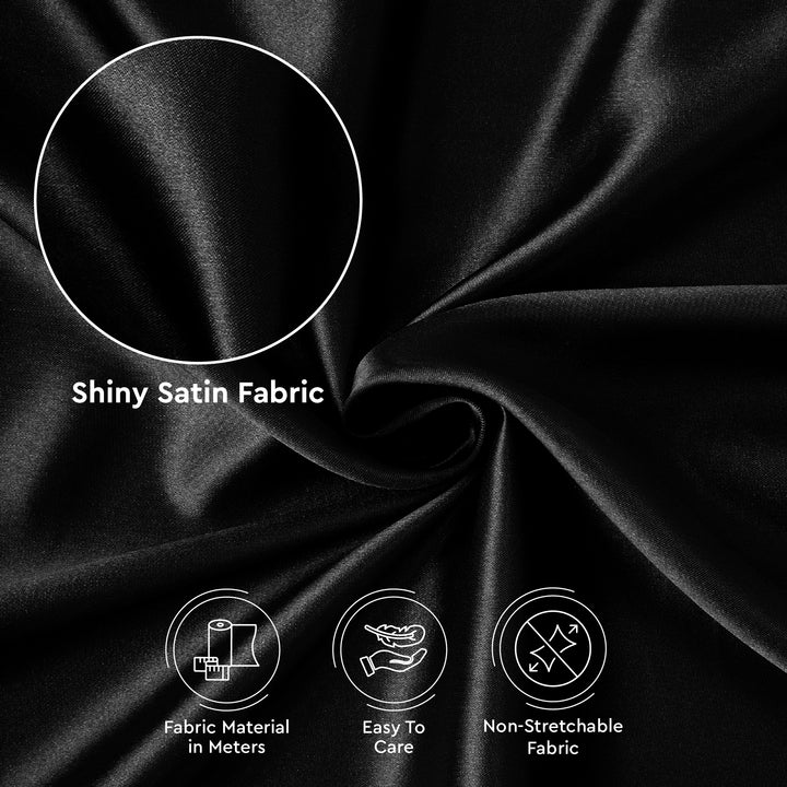 Satin Polyester Silk Black Fabric