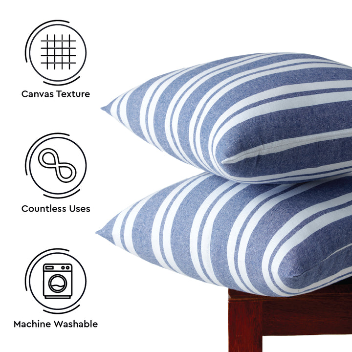 RC Yarn-Dyed Franca Blue Stripes Cushion Cover (Pack of 2)