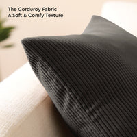 Corduroy Dark Grey Cushion Cover (Pack of 2)