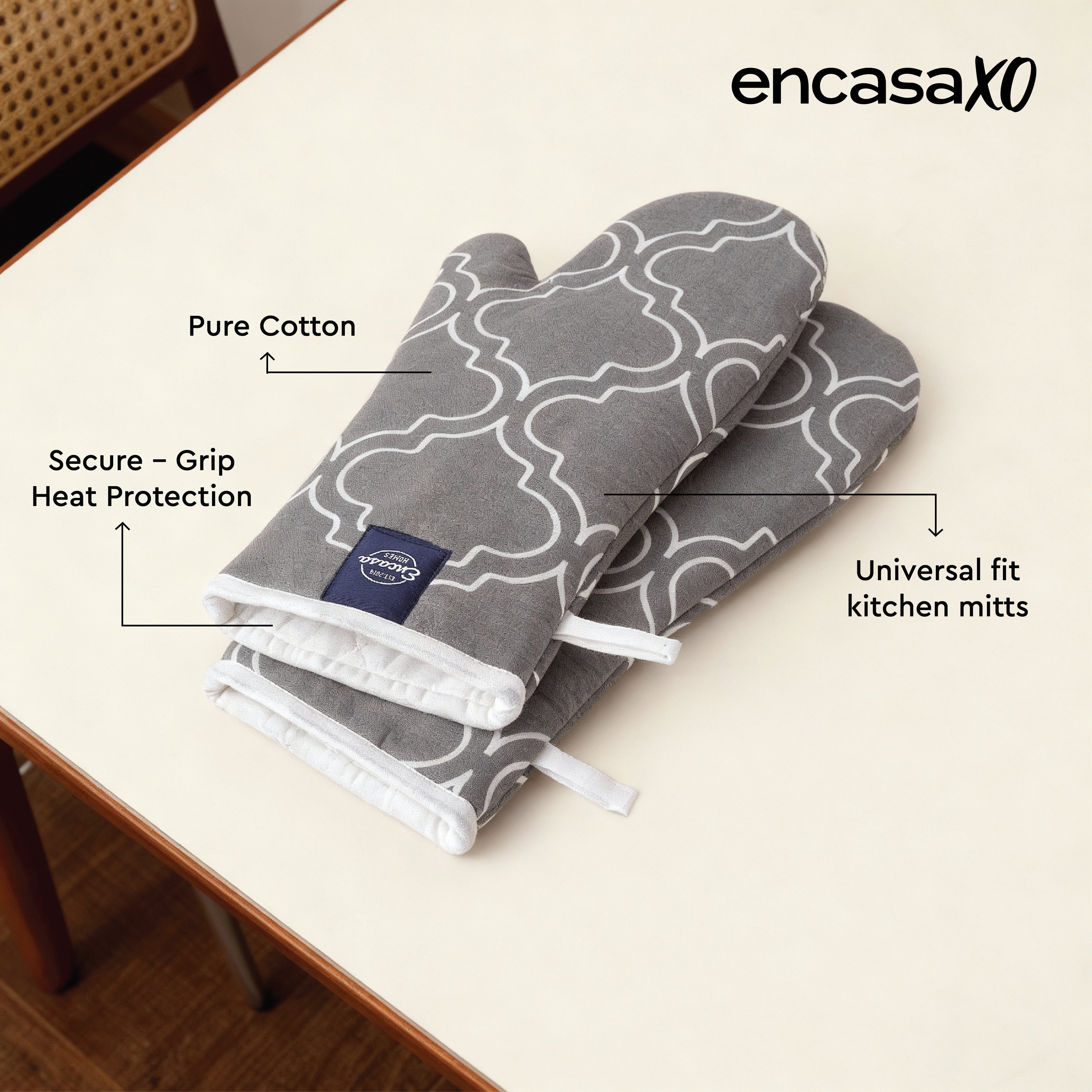 20s Sheeting Trellis Grey Oven Gloves (Pack of 2)