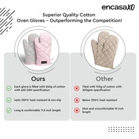 Canvas Light Pink & Light Grey Oven Gloves (Pack of 2)