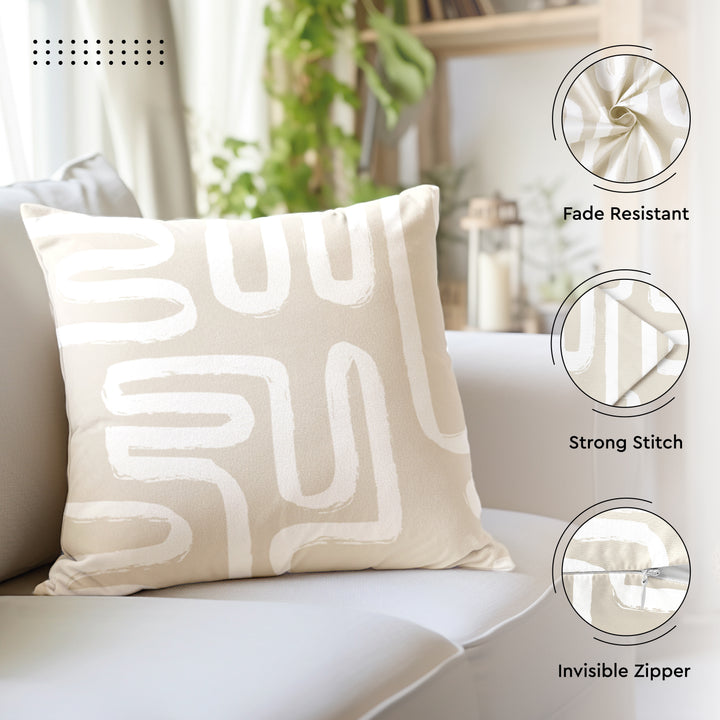 Polyester Boho Beige Cushion Cover (Pack of 2)