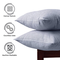Cotton Ticking Navy Blue Cushion Cover (Pack of 2)