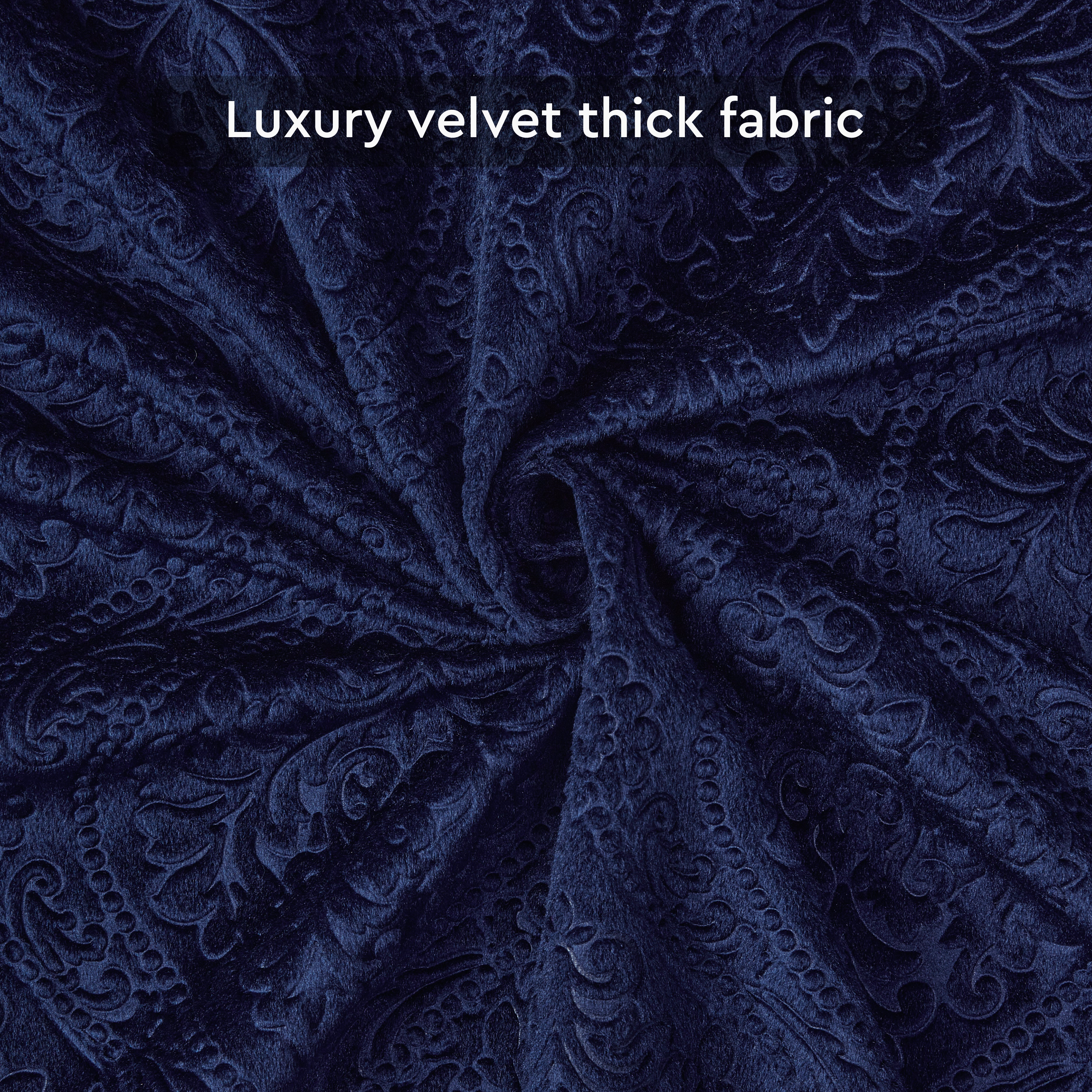 Embossed Velvet Navy Blue Curtain