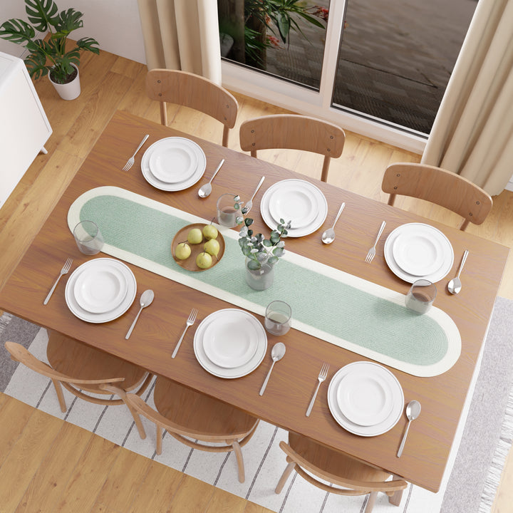Cotton Sage & Off White Table Runner (Pack of 1)