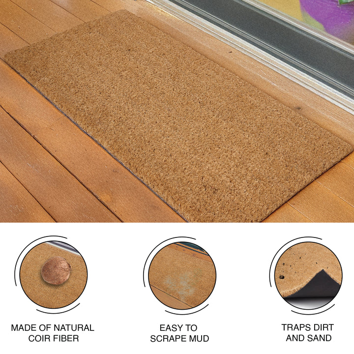 Coir Door Mats for Home Entrance Thick Anti-slip Welcome Doormat with PVC Back | Ideal for Indoor, Outdoor, Patio, Home and Office | Durable and Easy to Clean - Pack of 10