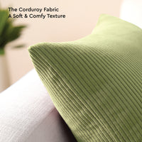 Corduroy Sage Cushion Cover (Pack of 2)