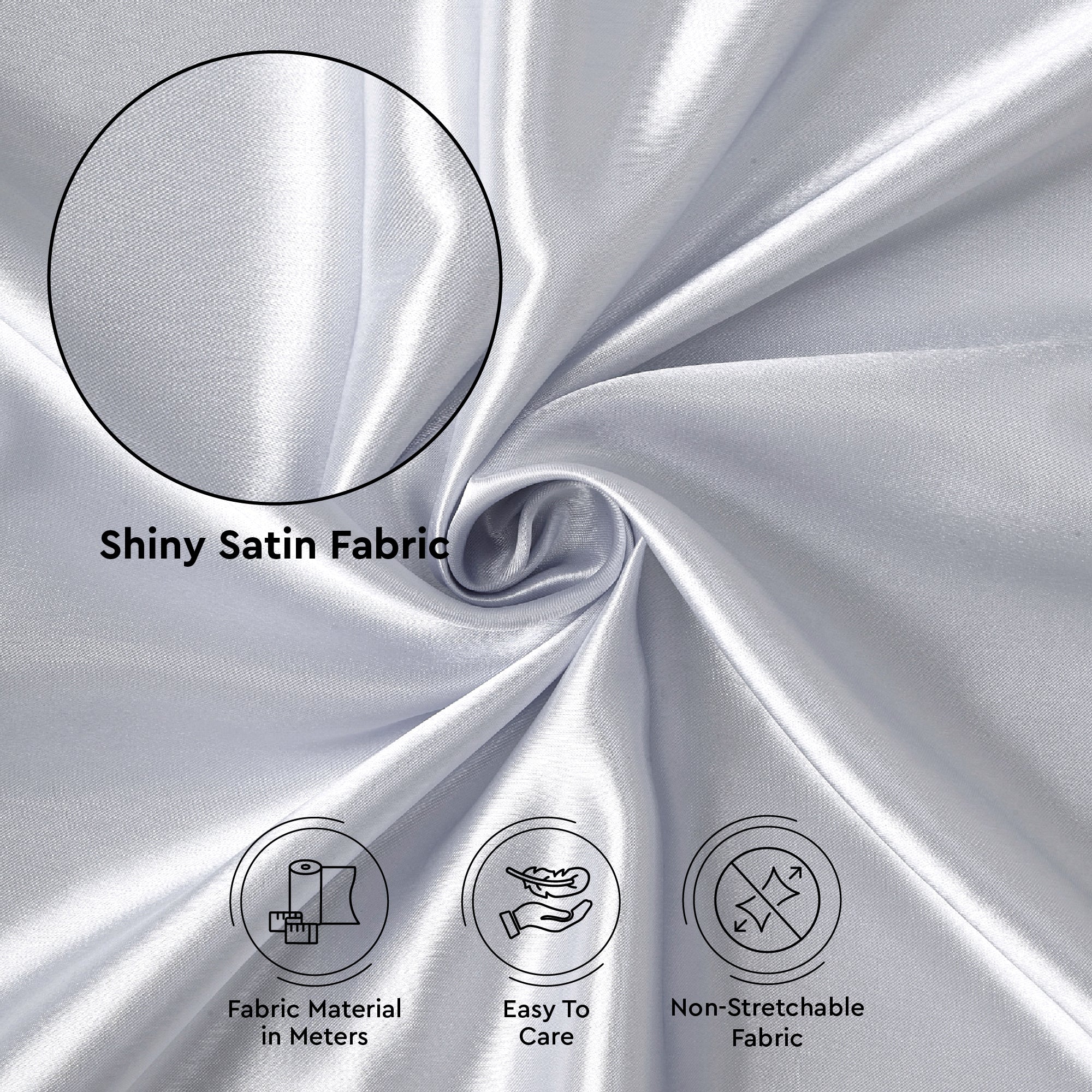 Silky Satin Fabric Material By Meter | 110 Cm Width, Silk & Shiny Fabrics | Fabric For Scrunchies, Dress, Pillowcases, Pajamas, Evening Dress, DIY
