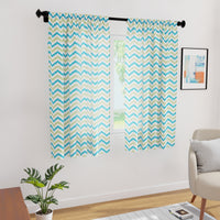 Polyester Chevron Green Curtain (Pack of 2)