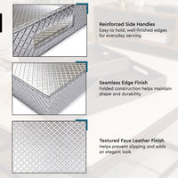 Leather Silver Leather Serving Tray